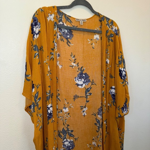 Moral Fiber Women's Fall Floral Kimono Wrap‎ Cardigan Size M Boho Beachy - Picture 4 of 10